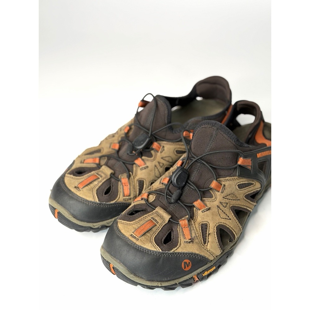 Merrell Light Tan Orange Brown Hiking Sandals Vibram Size 14